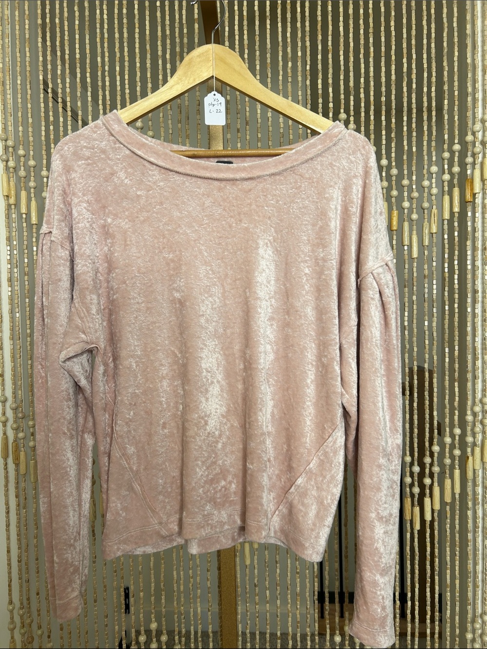 We the Free Milan Crushed Velvet Pink Top Size XS